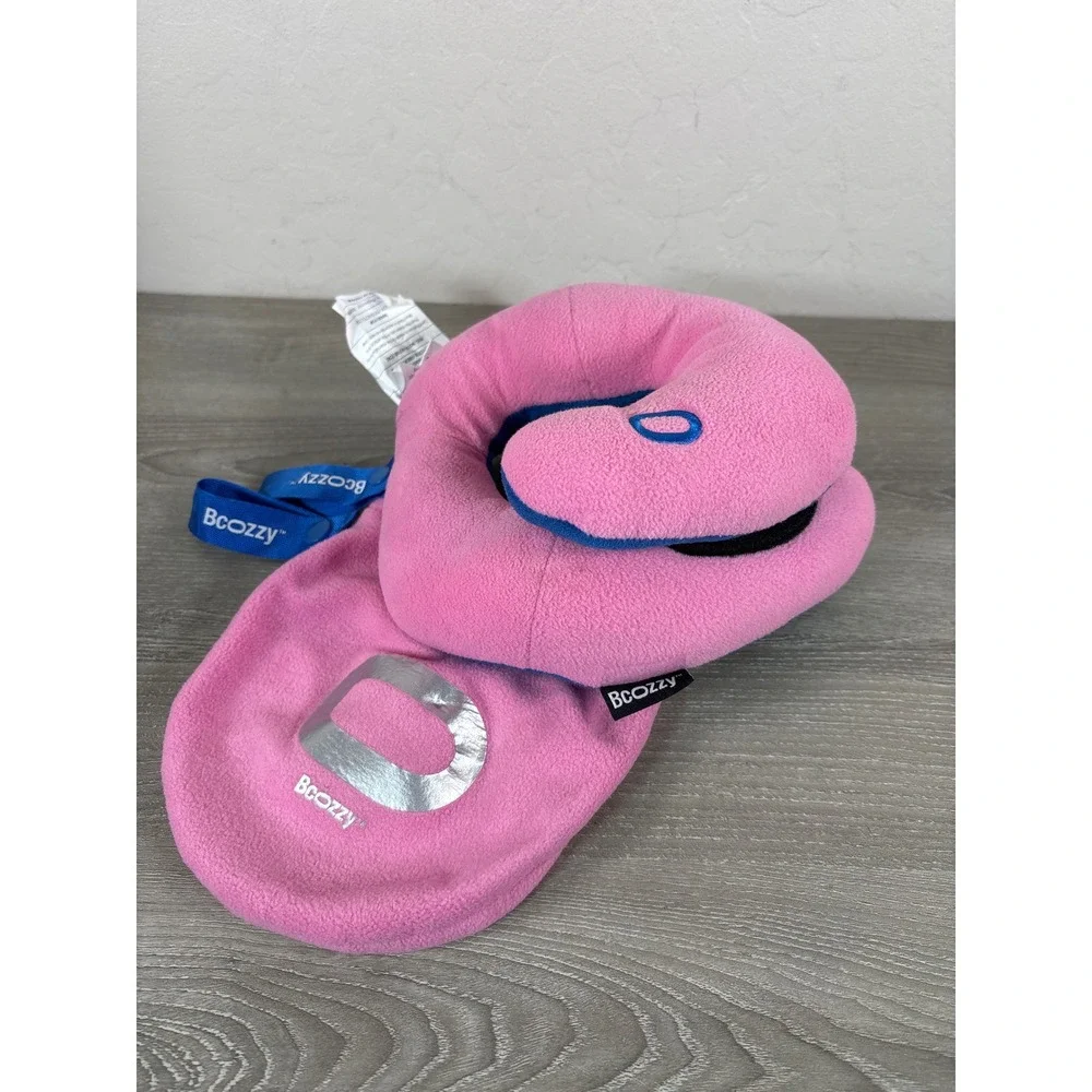BCOZZY Kids Chin Supporting Travel Pillow Pink Blue Fleece Size Small